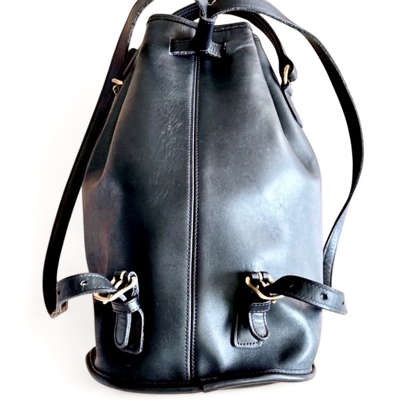 VINTAGE COACH Black Leather Sling Knapsack Backpack COMES WITH: COA, Dust Bag - Picture 6 of 13